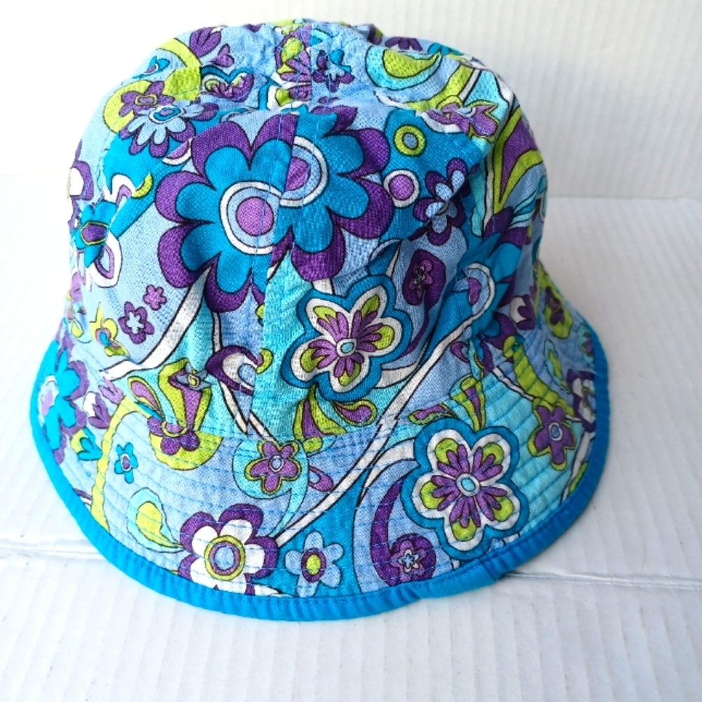 Lili Pulitzer Reversible Blue Bucket Hat Girls 4-7X